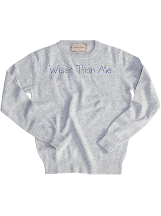 "wiser than me" Crewneck Sweater LINGUA FRANCA NYC Smoke XS 