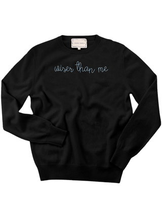 "wiser than me" Crewneck Sweater LINGUA FRANCA NYC Black XS 