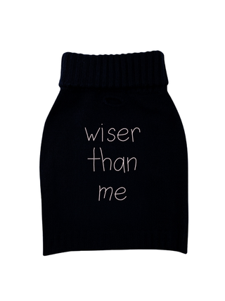 "wiser than me" Dog Sweater Sweater LINGUA FRANCA NYC Navy XS 