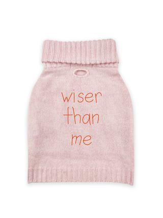 "wiser than me" Dog Sweater Sweater LINGUA FRANCA NYC Pale Pink XS 