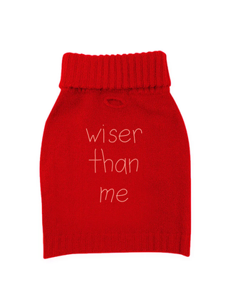 "wiser than me" Dog Sweater Sweater LINGUA FRANCA NYC Red XS 