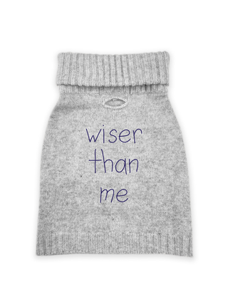 "wiser than me" Dog Sweater Sweater LINGUA FRANCA NYC Smoke XS 