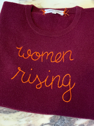 "love you to the moon and back" Crewneck Cashmere Core LINGUA FRANCA NYC Maroon XS