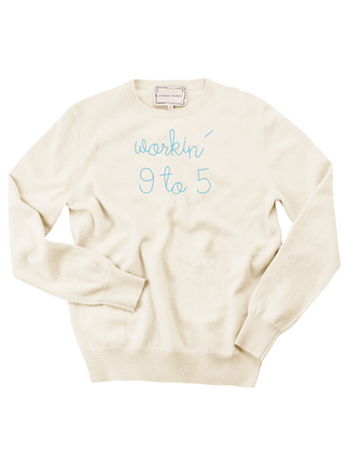 "workin' 9 to 5" Crewneck Sweater Donation10p Cream XS 