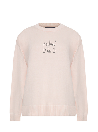 "workin' 9 to 5" Maxine Sweater Cotton Cashmere LINGUA FRANCA NYC Pale Pink XS