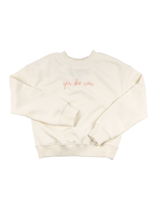 "yes she can" Kids' Sweatshirt Sweatshirt Ecovest Cream 2T 