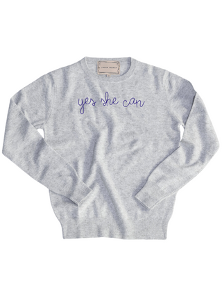 "yes she can" Crewneck Sweater LINGUA FRANCA NYC Smoke XS 