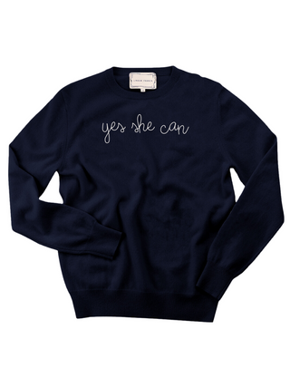 "yes she can" Crewneck Sweater LINGUA FRANCA NYC Navy XS 