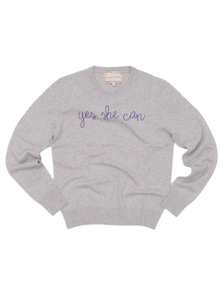 "yes she can" Crewneck Sweater LINGUA FRANCA NYC Heather XS 