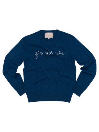 "yes she can" Crewneck Sweater LINGUA FRANCA NYC Peacock XS 