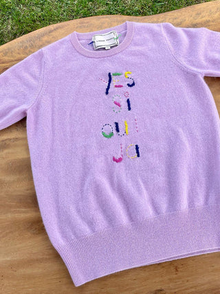 "yes, si, oui, ja" Short Sleeve Sweater Lingua Franca NYC   