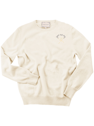 "you are my sunshine" Women's Crewneck Cashmere Core LINGUA FRANCA NYC Cream XS