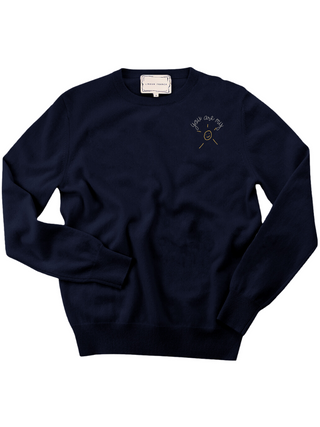 "you are my sunshine" Women's Crewneck Cashmere Core LINGUA FRANCA NYC Navy XS