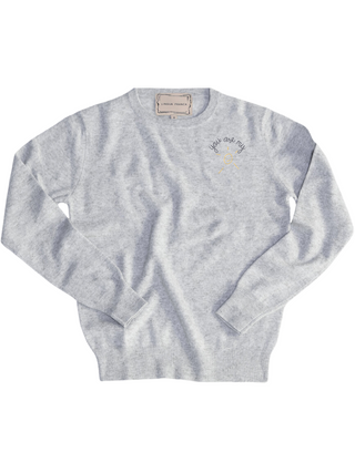 "you are my sunshine" Women's Crewneck Cashmere Core LINGUA FRANCA NYC Smoke XS