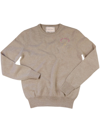 "you are my sunshine" Women's Crewneck Cashmere Core LINGUA FRANCA NYC Oatmeal XS