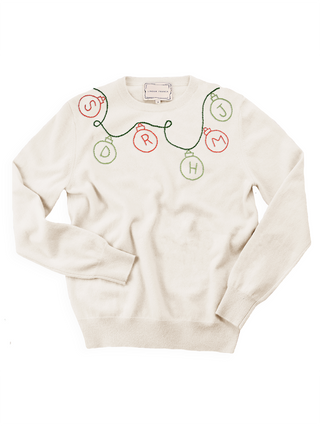 String Ornaments Crewneck Sweater Lingua Franca NYC Cream XS 