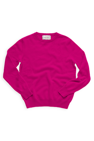 Felt Heart Crewneck Sweater Lingua Franca NYC Fuchsia XS 