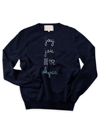 Holiday Joy Crewneck Sweater Lingua Franca NYC Navy XS 