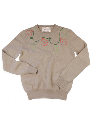 String Ornaments Crewneck Sweater Lingua Franca NYC Oatmeal XS 