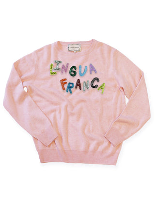 Beaded Lingua Franca Crewneck Sweater Lingua Franca NYC   