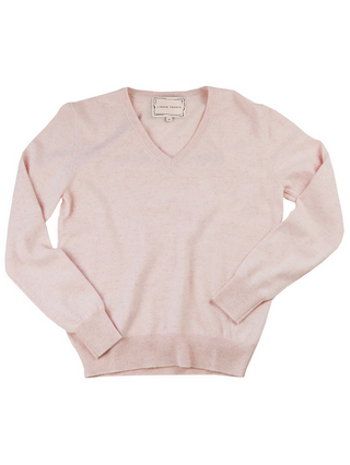 Dreidel V-Neck Sweater Lingua Franca NYC Marled Peony XS