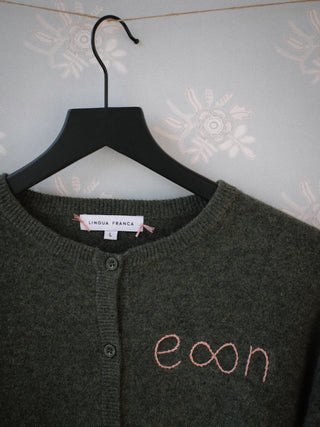 Custom Initial Forever Cardigan Sweater Lingua Franca NYC   