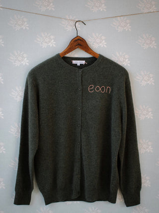 Custom Initial Forever Cardigan Sweater Lingua Franca NYC   