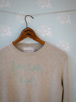 "forever ever" Crewneck Sweater Lingua Franca NYC Oatmeal XS 