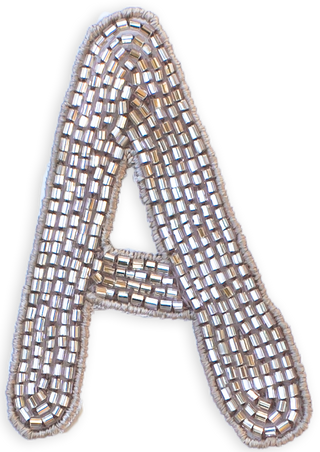 Beaded Letter in Champagne  Lingua Franca NYC OS A 