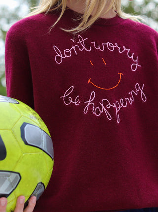 "don't worry be happening" Crewneck Sweater Lingua Franca NYC   