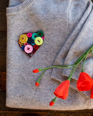 Button Heart Sweater  Lingua Franca NYC   