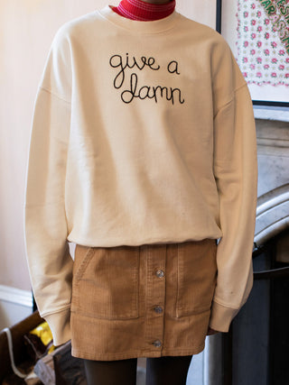 "give a damn" Sweatshirt Sweatshirt Lingua Franca NYC White XS 