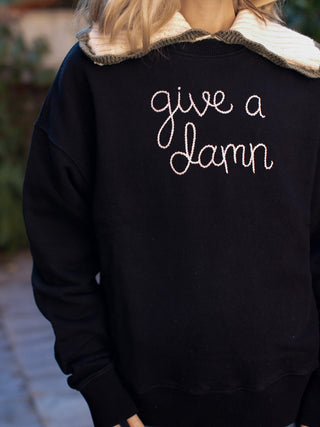 "give a damn" Sweatshirt Sweatshirt Lingua Franca NYC Black XS 