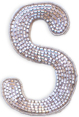 Beaded Letter in Champagne  Lingua Franca NYC OS S 