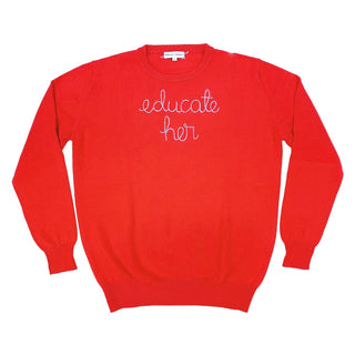 "educate her" Crewneck Donation Donation Red XS 