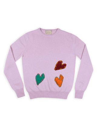 Felt Heart Crewneck Sweater Lingua Franca NYC   