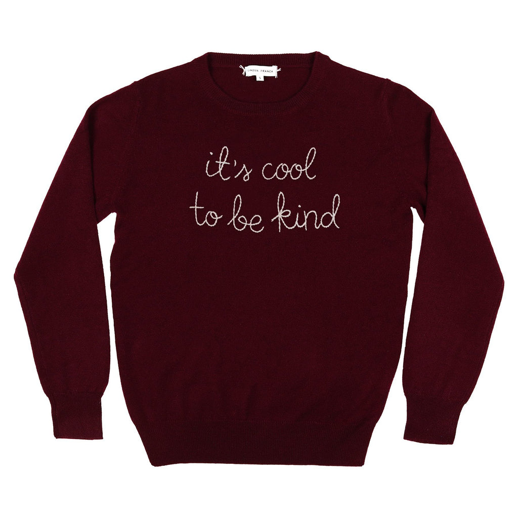 "it's cool to be kind" Donation Lingua Franca NYC Inc. Maroon XS 