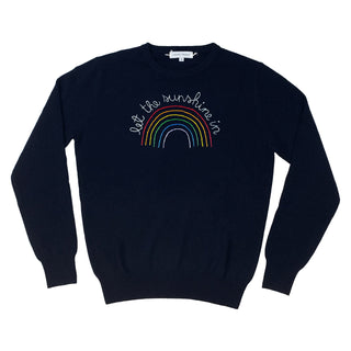 "let the sunshine in" Crewneck Womens Lingua Franca NYC Navy XS 
