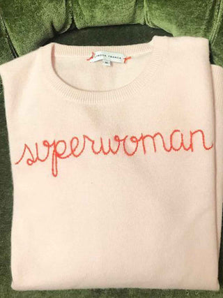 "superwoman" Crewneck  Lingua Franca NYC Pale Pink XS 