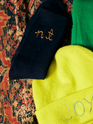 Custom Initial Socks Cashmere Core Lingua Franca NYC