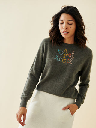 "rebel rebel" Crewneck Sweater Lingua Franca NYC   