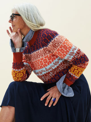 LF Logo Jacquard Pullover Fall 22 LINGUA FRANCA NYC Rust XS