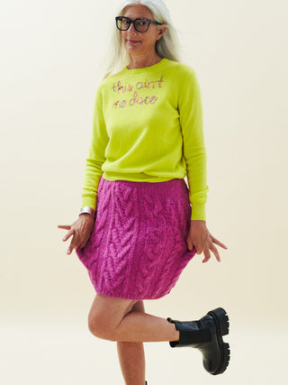 Cable Knit Mini Skirt  Lingua Franca NYC Fuchsia XS 