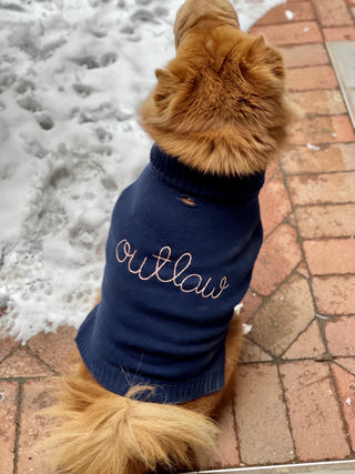 "outlaw" Dog Sweater Pets Lingua Franca NYC Navy XS 