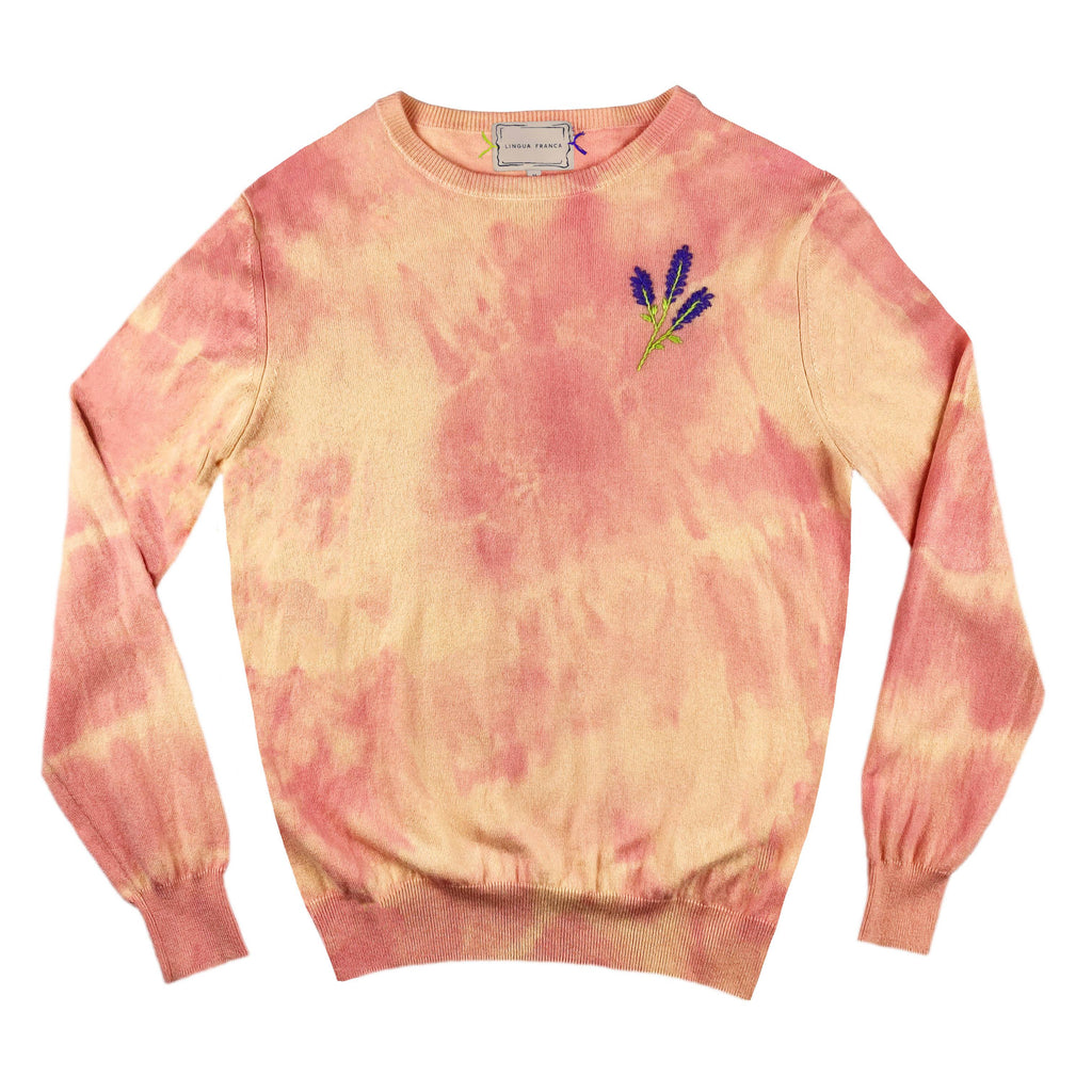 peach hand dye Sweater Lingua Franca NYC 