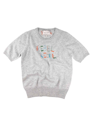 "rebel rebel" Short Sleeve Sweater Lingua Franca NYC   