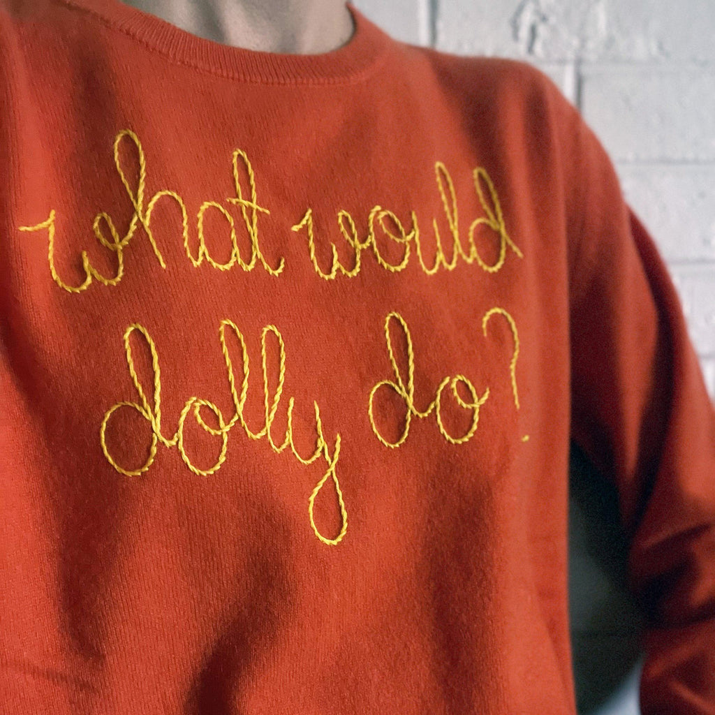"what would dolly do?" Sweater Lingua Franca NYC Poppy XS 