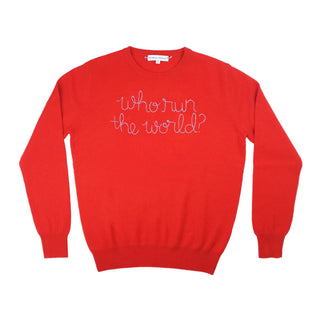"who run the world?" Crewneck Donation Donation Red XS 