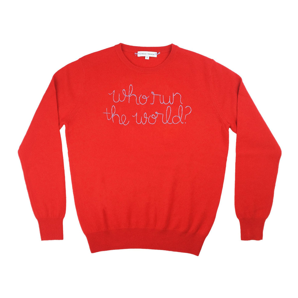 "who run the world?" Donation Lingua Franca NYC Red XS 