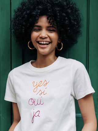 "yes, si, oui, ja" T-Shirt Womens Lingua Franca NYC Inc.   